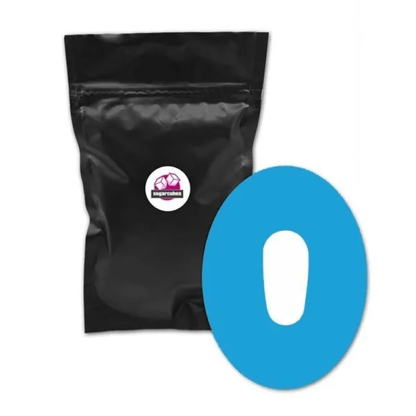 Apsauginiai pleistrai Dexcom sensoriui, su įpjova, Sugarcubes Blue (5vnt.) | DIASIDE.COM